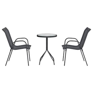 Zahradní bistro set 3 pcs Šedá Ocel - obrázek 7