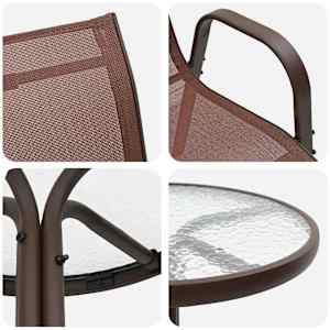 Zahradní bistro set 3 pcs Hnědá Ocel - obrázek 9