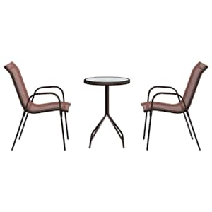 Zahradní bistro set 3 pcs Hnědá Ocel - obrázek 7