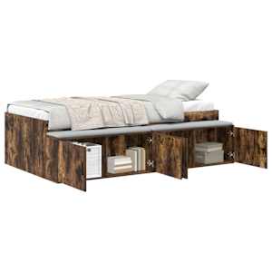 vidaXL Voodi raam sahtliga Suitsetatud tamm 90 x 200 cm Tehispuit