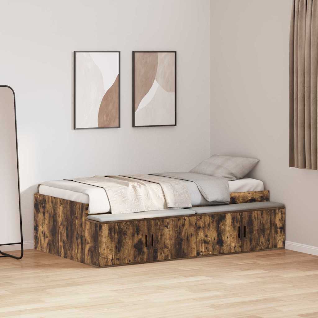 Hoiustav Voodi Raam Suitsutatud Tamme 80x200 cm
