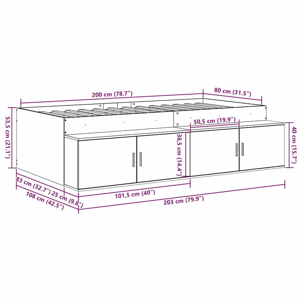 Rám postele Kouřový dub 80 x 200 cm kompozitní dřevo - obrázek 12