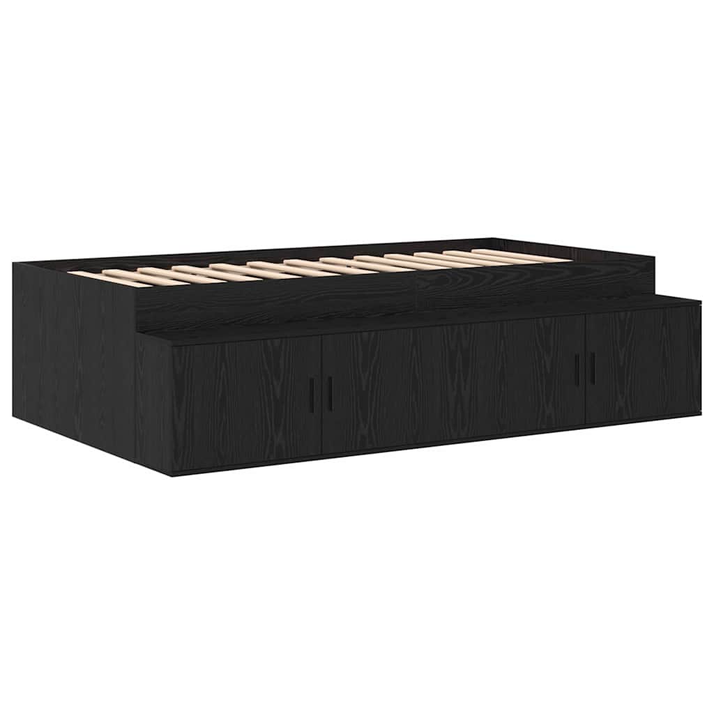 Thumbnail - vidaXL Bett mit Stauraum mit Speicher Schwarz Eichen-Optik 75 x 190 cm