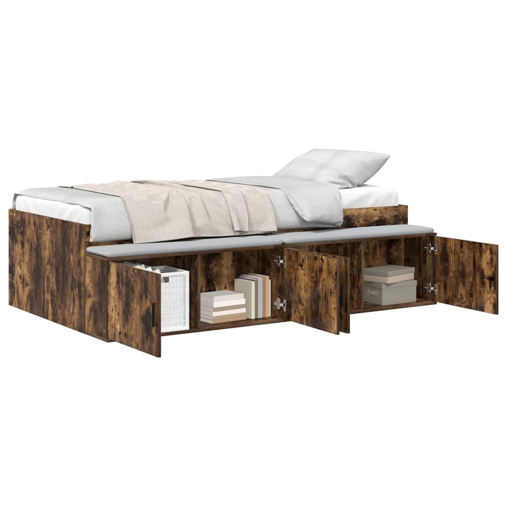 Thumbnail - vidaXL Bett mit Stauraum Räuchereiche 75 x 190 cm Holzwerkstoff
