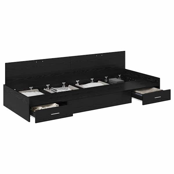 vidaXL Voodi raam sahtliga peaga Must tamm 100 x 200 cm Tehispuit