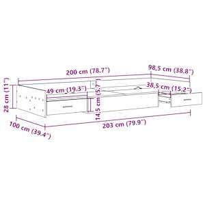 Rám postele s čelo Černý dub 100 x 200 cm kompozitní dřevo - obrázek 11
