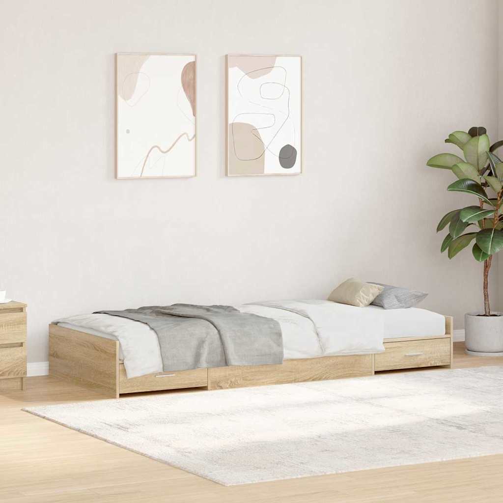 Image of Struttura letto con contenitore Rovere Sonoma 100 x 200 cm