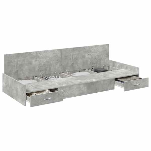vidaXL Voodi raam sahtliga peaga Betoonhall 100 x 200 cm Tehispuit