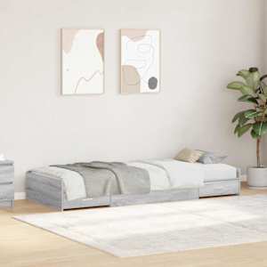 Rám postele s čelo Šedá Sonoma 100 x 200 cm kompozitní dřevo - obrázek 1
