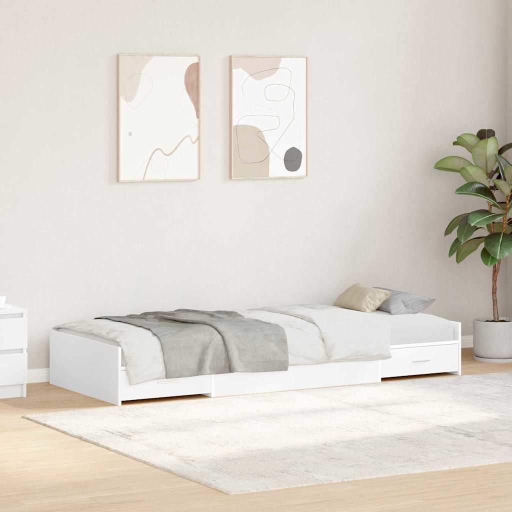 vidaXL Bett mit Stauraum mit Kopfteil Weiß 90 x 200 cm Holzwerkstoff