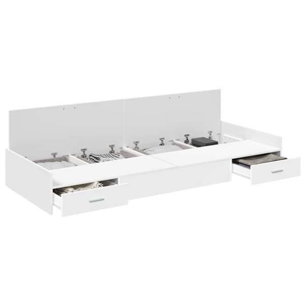 vidaXL Voodi raam sahtliga peaga uksega Valge 80 x 200 cm Tehispuit