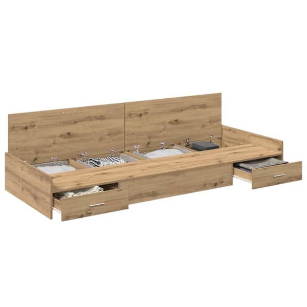vidaXL Voodi raam sahtliga peaga K&auml;sit&ouml;&ouml;puu 90 x 190 cm Tehispuit