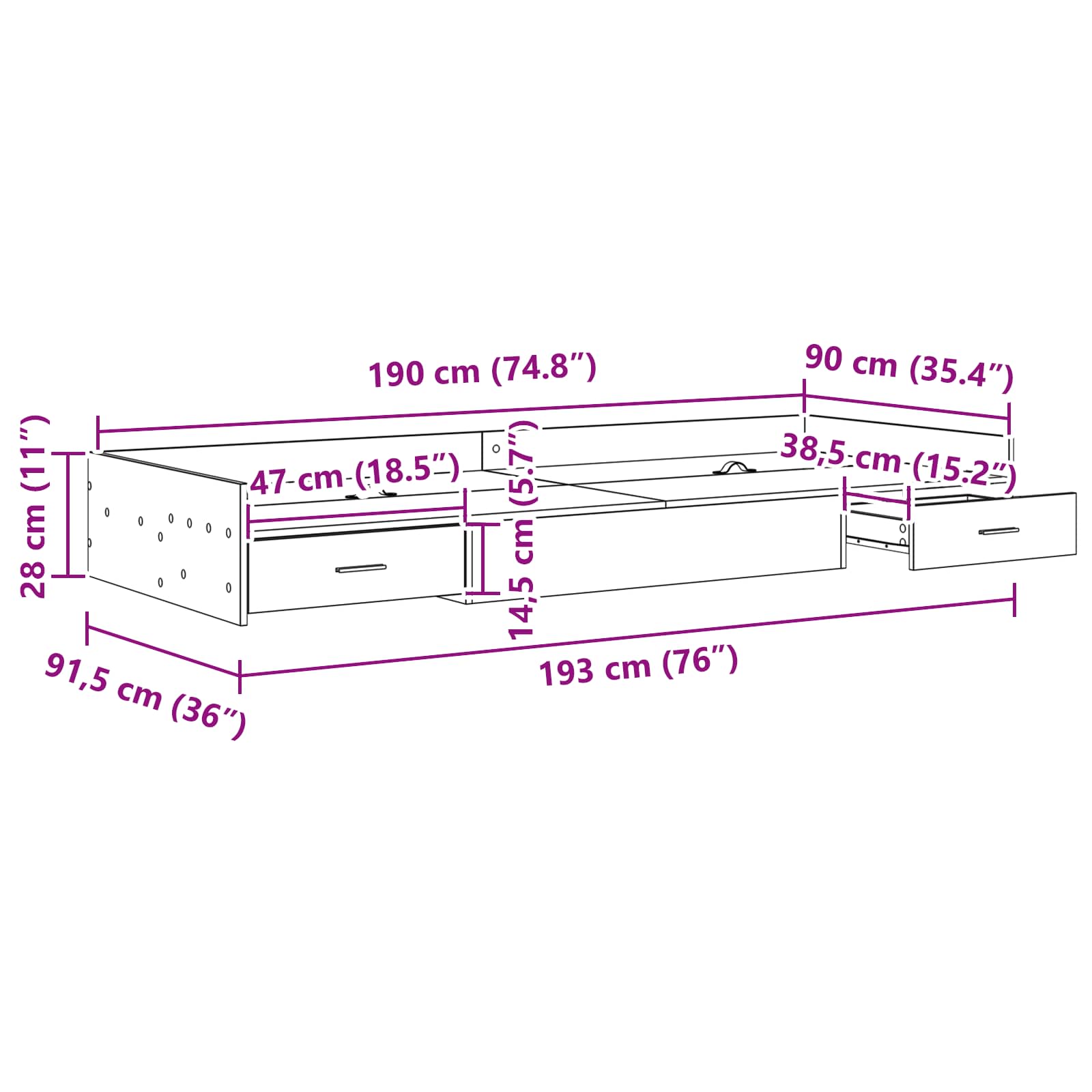 Sängyn runko päätyllä Artisan tammi 80 x 200 cm Tekninen puu - Image 11