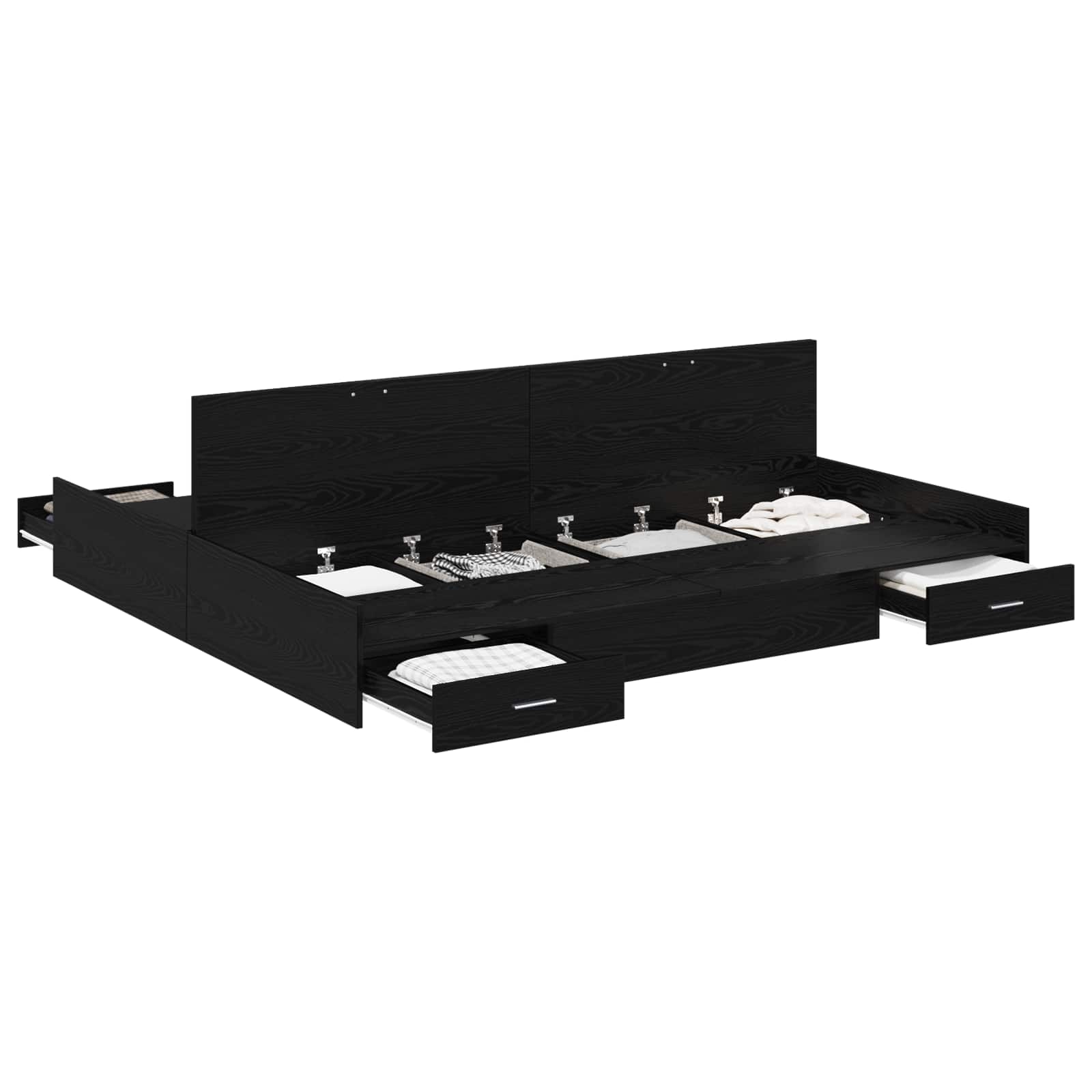 vidaXL Opbergbedframe met lade Zwart Eiken 200 x 200 cm Bewerkt hout, foto 3