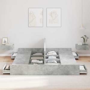 Rám postele s úložným prostorem Betonově šedá 200 x 200 cm - obrázek 3