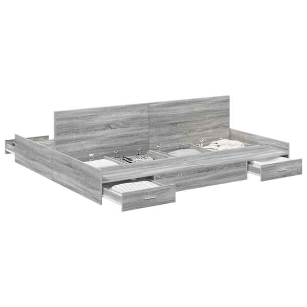 vidaXL Voodi hoiukohaga raam peaga Hall Sonoma 200 x 200 cm Tehispuit