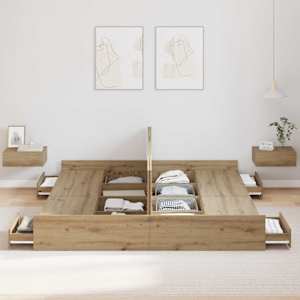 Rám postele s úložným prostorem Artisanový dub 200 x 200 cm - obrázek 3