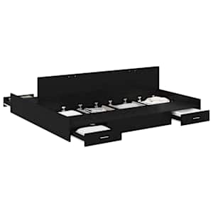 vidaXL Voodi hoiukohaga raam sahtliga Must tamm 180 x 200 cm Tehispuit