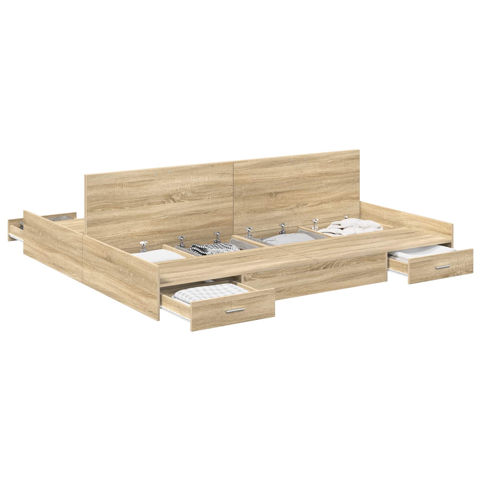 Opbergbedframe met lade met hoofdeinde met opslag Sonoma eiken 180 x 200 cm | luizaXL | Dé meubelwinkel voor elk interieur Opbergbedframe met lade met hoofdeinde met opslag Sonoma eiken 180 x 200 cm - Afbeelding 2