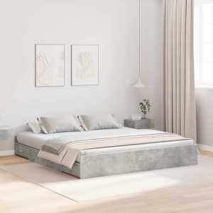 Postelja z dodatnim prostorom za shranjevanje Betonsko siva