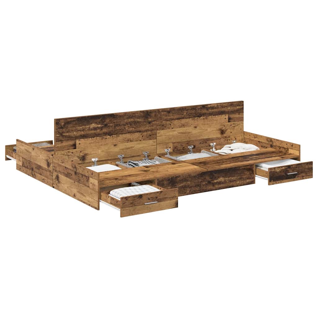 Thumbnail - vidaXL Bettgestell mit Stauraum Altholz 160 x 200 cm Holzwerkstoff