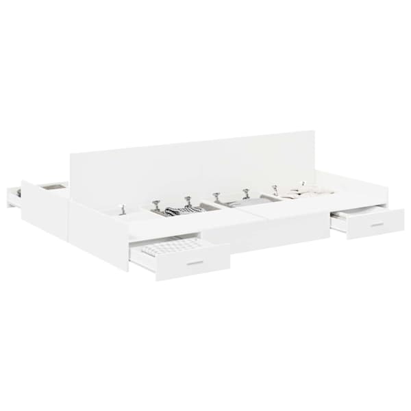 vidaXL Voodi hoiukohaga raam sahtliga Valge 150 x 200 cm Tehispuit