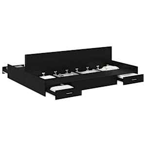 vidaXL Voodi hoiukohaga raam sahtliga Must tamm 150 x 200 cm Tehispuit