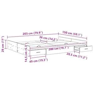 Rám postele s úložným prostorem s čelo Sonoma dub 150 x 200 cm - obrázek 11
