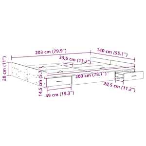 Rám postele s úložným prostorem Artisanový dub 140 x 200 cm - obrázek 12
