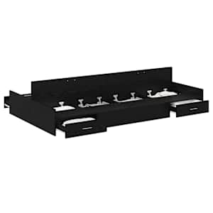 vidaXL Voodi hoiukohaga raam sahtliga Must tamm 120 x 200 cm Tehispuit