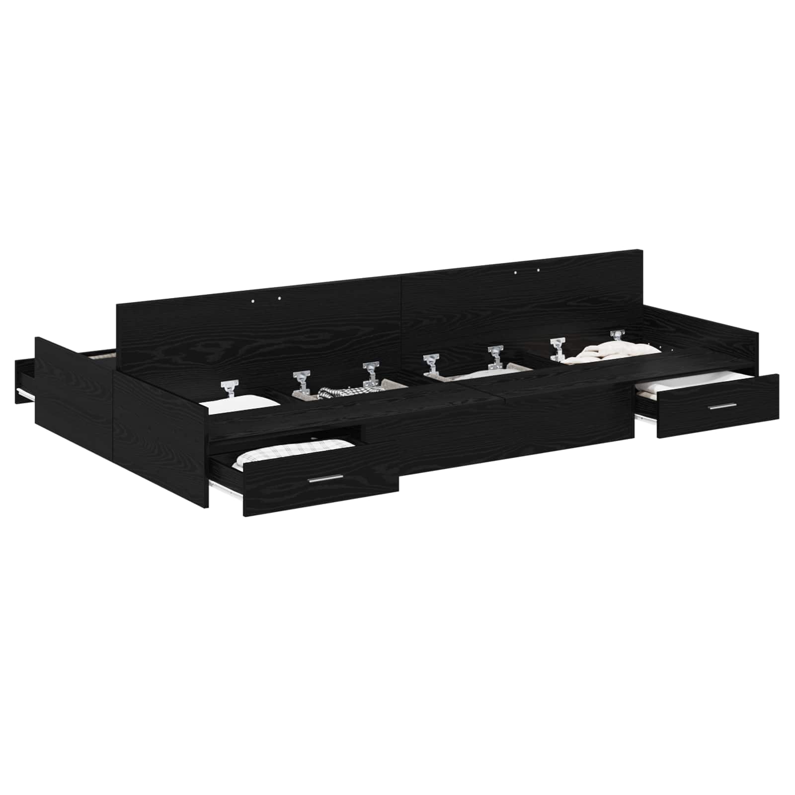 Thumbnail - vidaXL Aufbewahrungsbettgestell Schwarz Eichen-Optik 120 x 200 cm