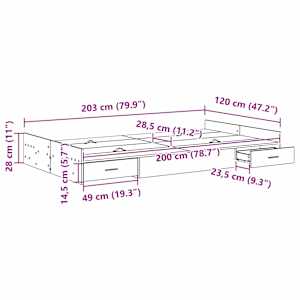 Rám postele s úložným prostorem Betonově šedá 120 x 200 cm - obrázek 11