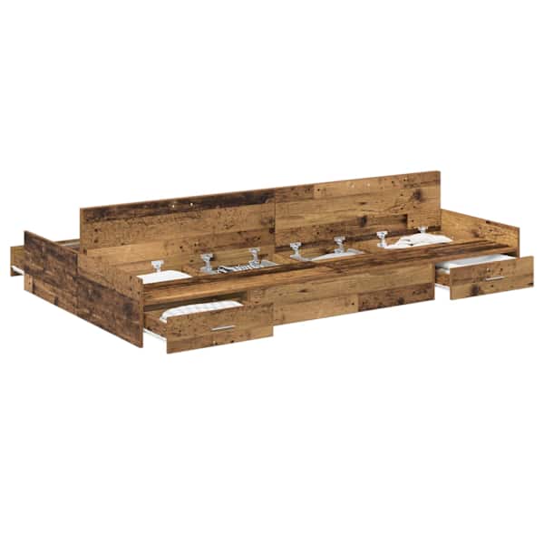 vidaXL Voodi hoiukohaga raam sahtliga Vana puit 120 x 200 cm Tehispuit