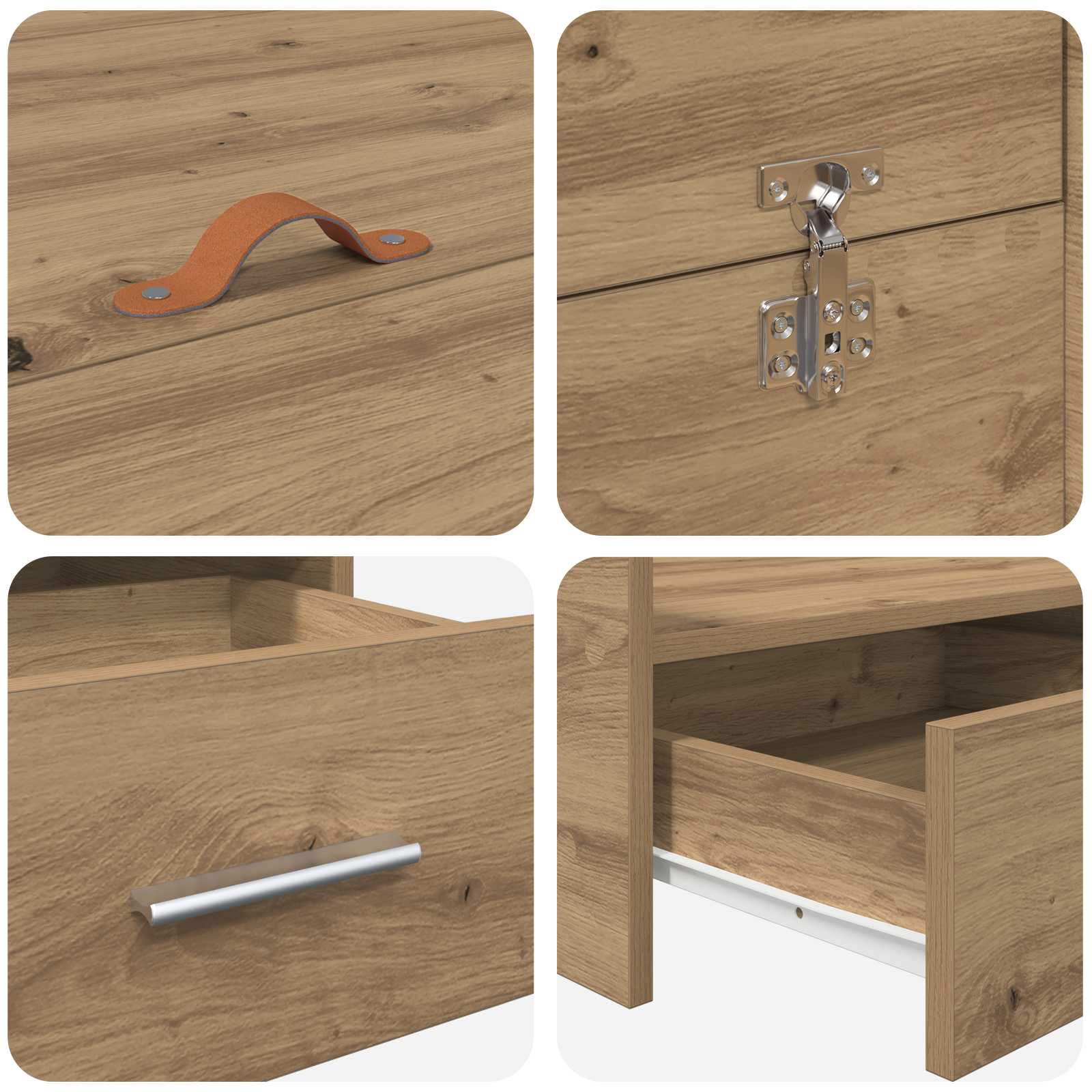 Seng med lagring Artisan Eik 120 x 200 cm Konstruert tre - Bilde 6