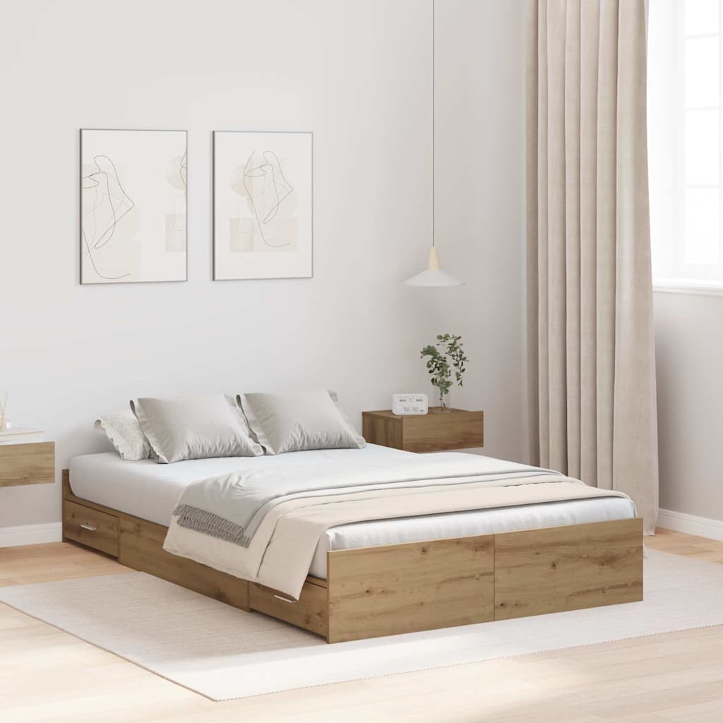 Seng med opbevaring med skuffe artisan eg 120 x 200 cm Melamin
