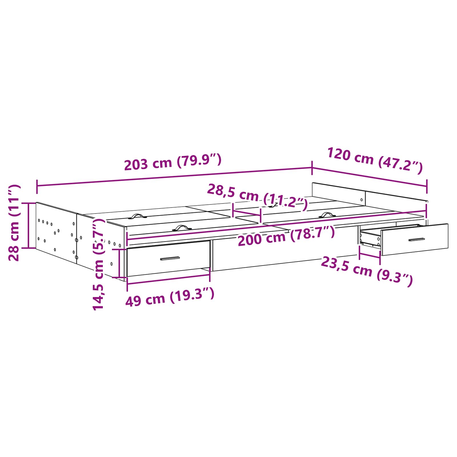 Seng med lagring Artisan Eik 120 x 200 cm Konstruert tre - Bilde 8