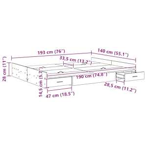 Rám postele s úložným prostorem s čelo Bílá 140 x 190 cm - obrázek 11