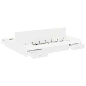 vidaXL Voodi hoiukohaga raam sahtliga Valge 135 x 190 cm Tehispuit