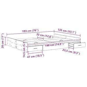 Rám postele s úložným prostorem s čelo Bílá 135 x 190 cm - obrázek 11