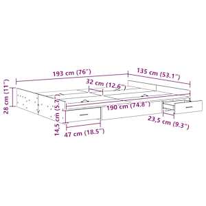 Rám postele s úložným prostorem Betonově šedá 135 x 190 cm - obrázek 11