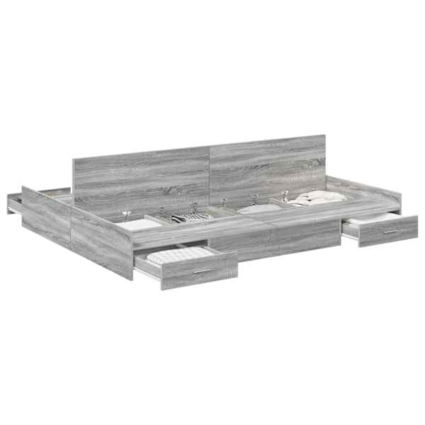 vidaXL Voodi hoiukohaga raam peaga Hall Sonoma 135 x 190 cm Tehispuit