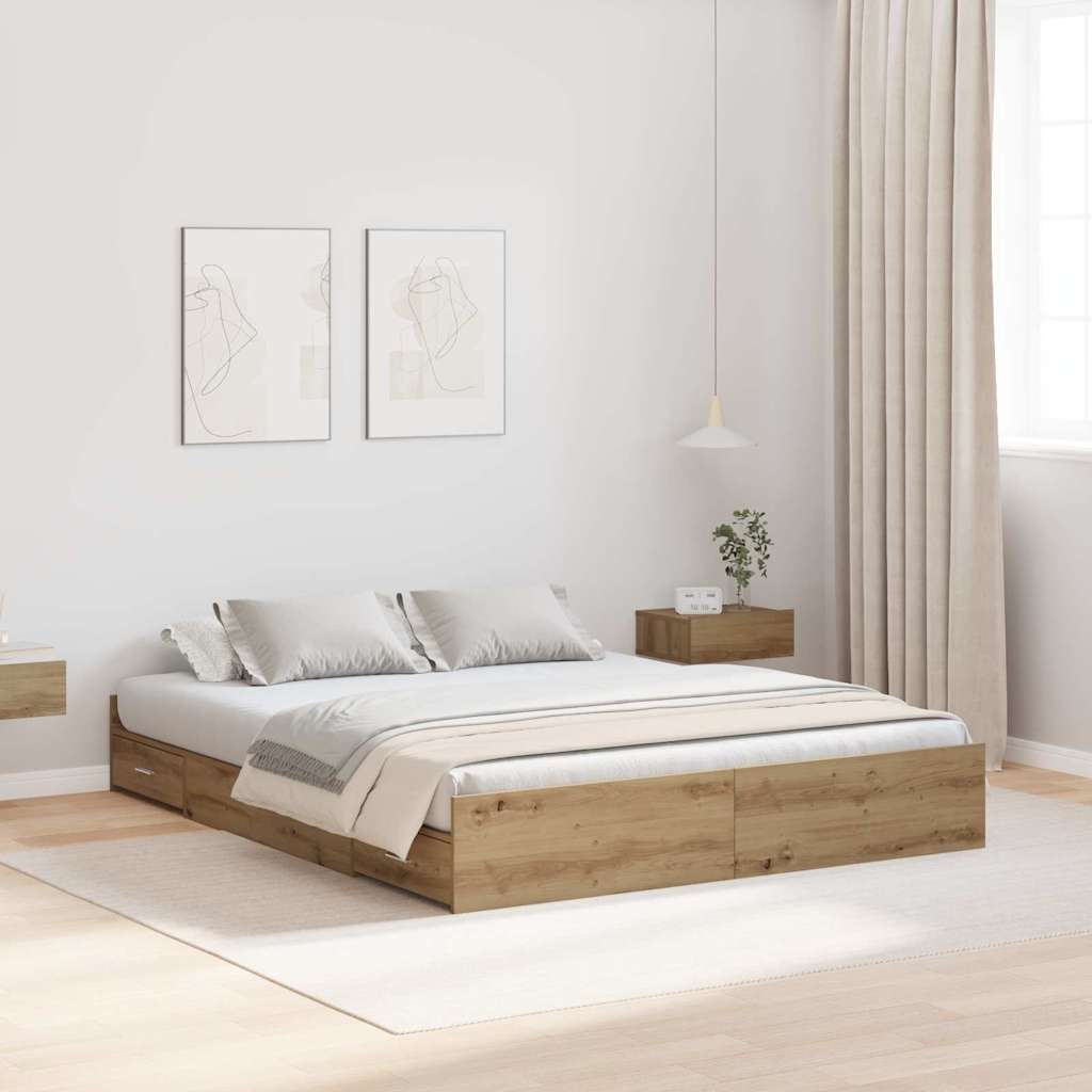 Voodi hoiukohaga raam käsitöötamm 135 x 190 cm Melamiin