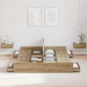 Rám postele s úložným prostorem Artisanový dub 135 x 190 cm - obrázek 3