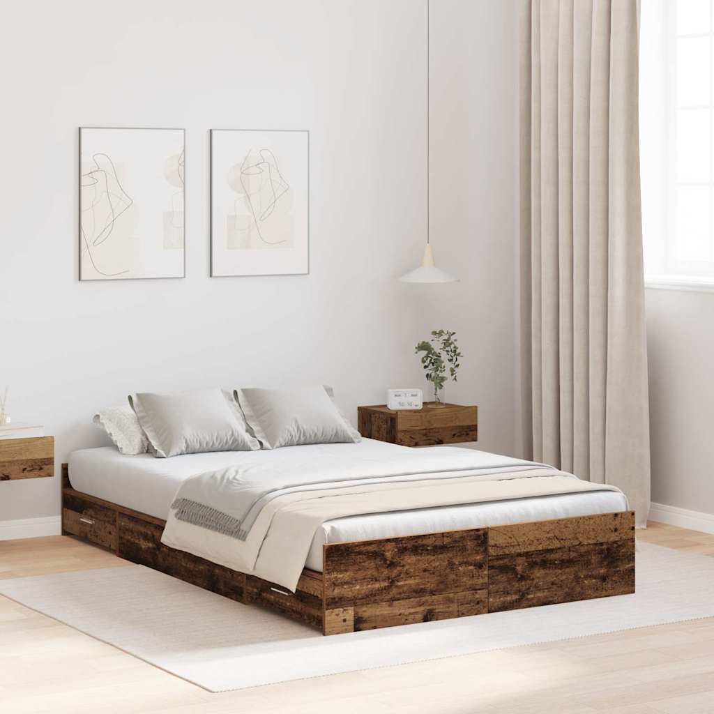 Hoiukohaga voodiraam Vana puit 120x190 cm Tehispuit