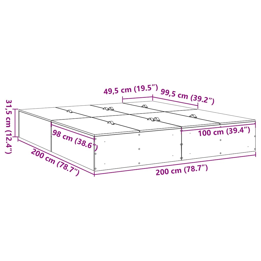 Rám postele s úložným prostorem Kouřový dub 200 x 200 cm - obrázek 14