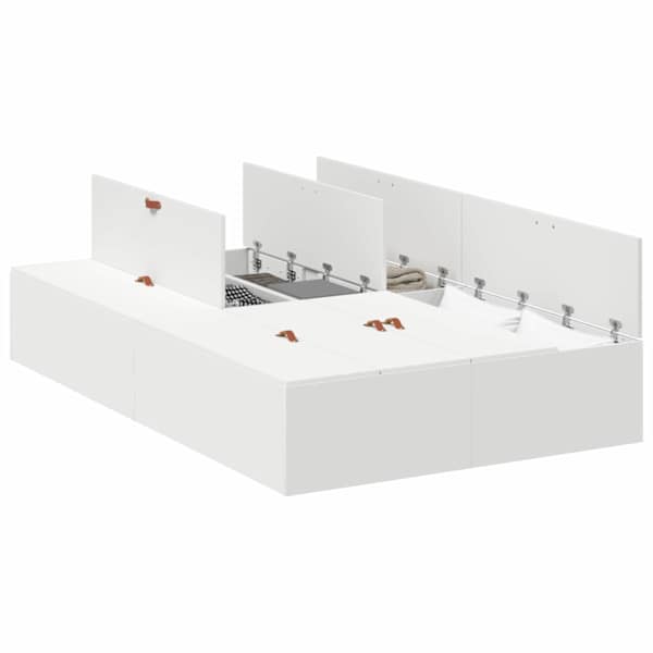 vidaXL Voodi hoiukohaga raam uksega Valge 120 x 200 cm Tehispuit