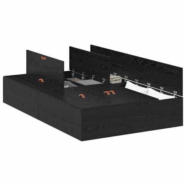 vidaXL Voodi hoiukohaga raam uksega Must tamm 120 x 200 cm Tehispuit
