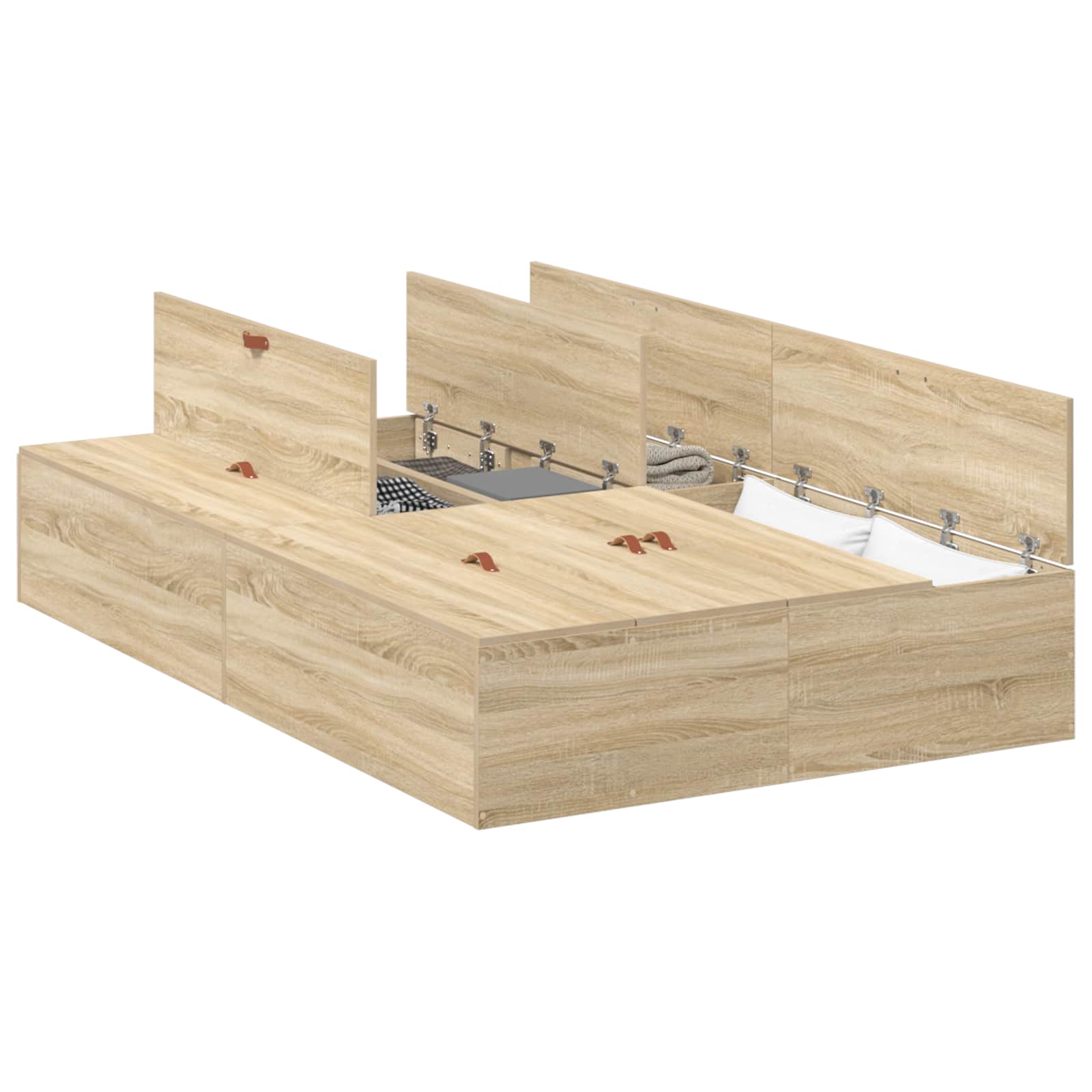VidaXL Opbergbedframe Met Opslag Sonoma Eik 120 X 200 Cm Bewerkt Hout