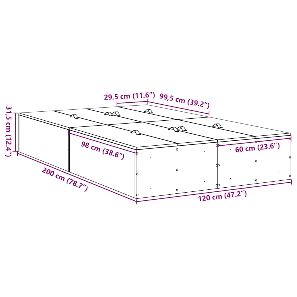 Rám postele s úložným prostorem Kouřový dub 120 x 200 cm - obrázek 14