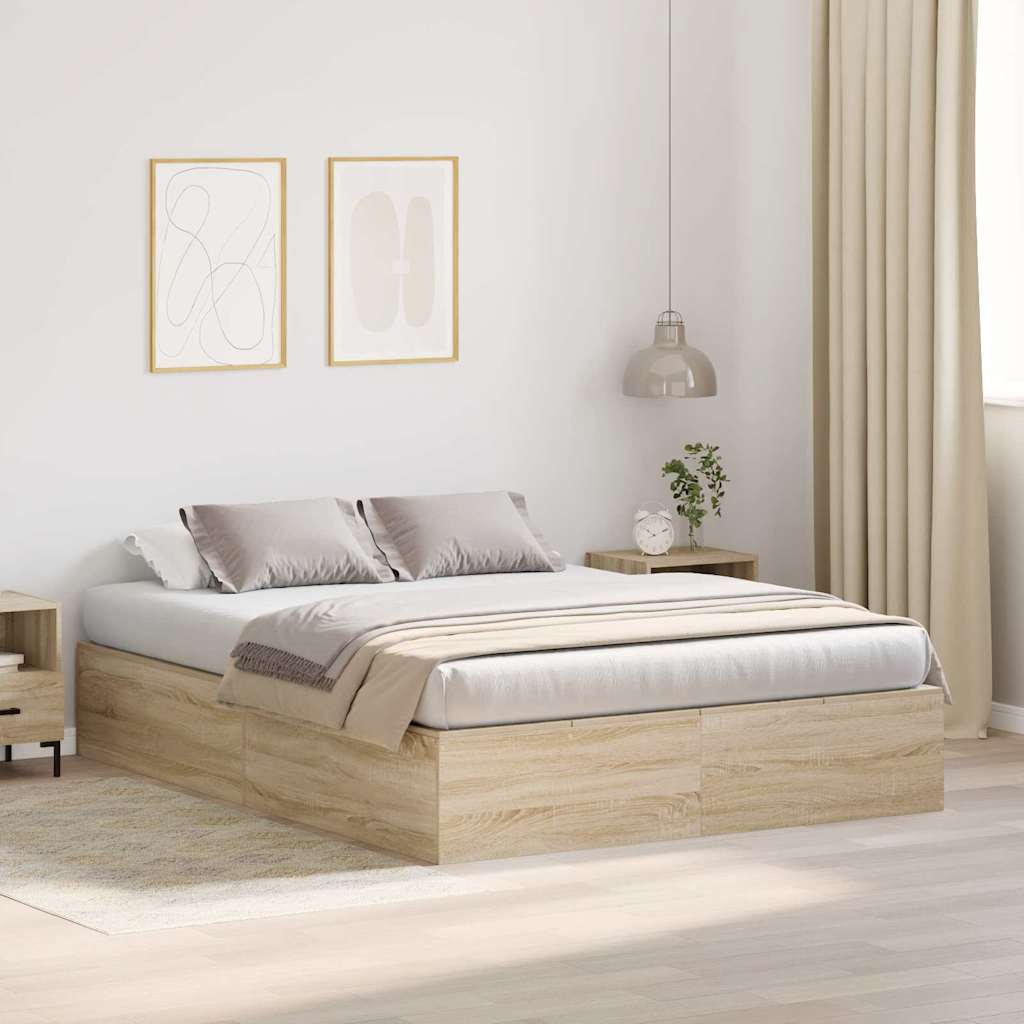 Estructura de cama de almacenamiento en roble Sonoma 140x200 cm